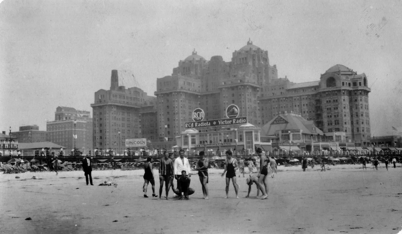 Amateur photo by unknown photographer of the Traymore Hotel in Altantic City, N.J. circa 1930. I arrive at that date due to the RCA Victor store pictured. RCA acquired Victor in 1929 and became known as RCA Victor. Photo was obtained on e-Bay.