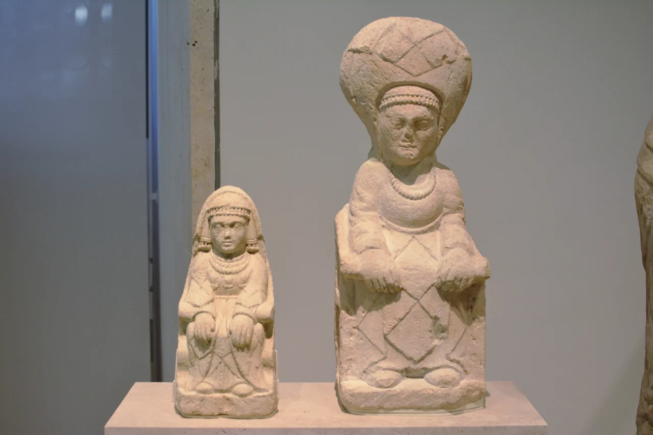 Seated ladies, "Damas sedentes," 3rd century BC. Iberian culture. Made of limestone. Shrine of Cerro de los Santos.