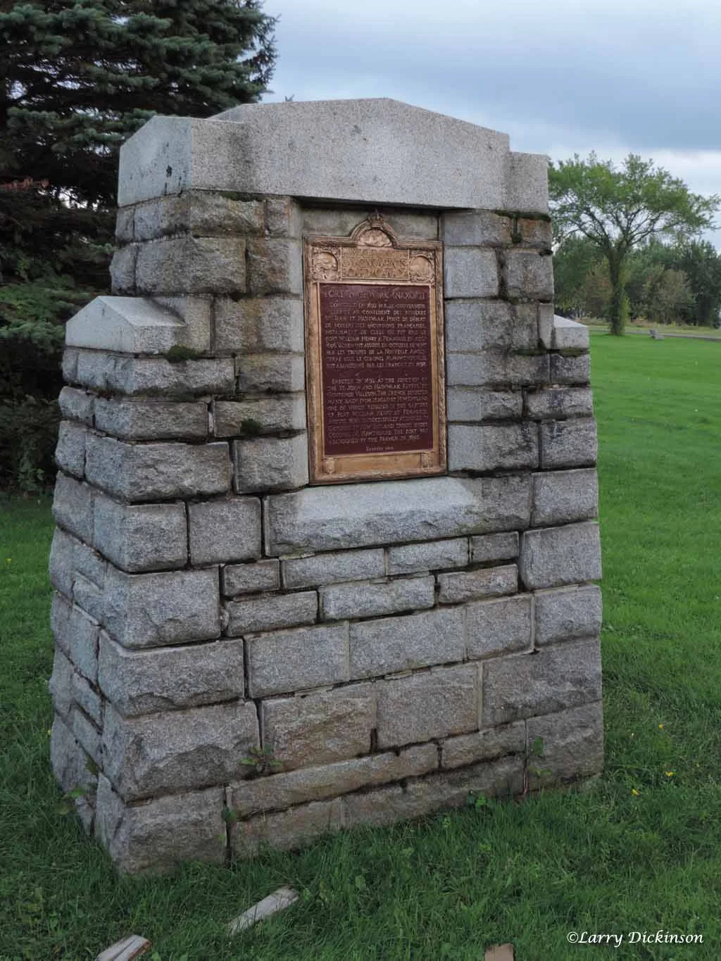 Fort Nashwaak (Naxoat) National Historic Site of Canada is marked by a Historic Sites and Monuments Board of Canada plaque located in Carleton Park, near the intersection of Union Street and Gibson Street in Fredericton, New Brunswick.
