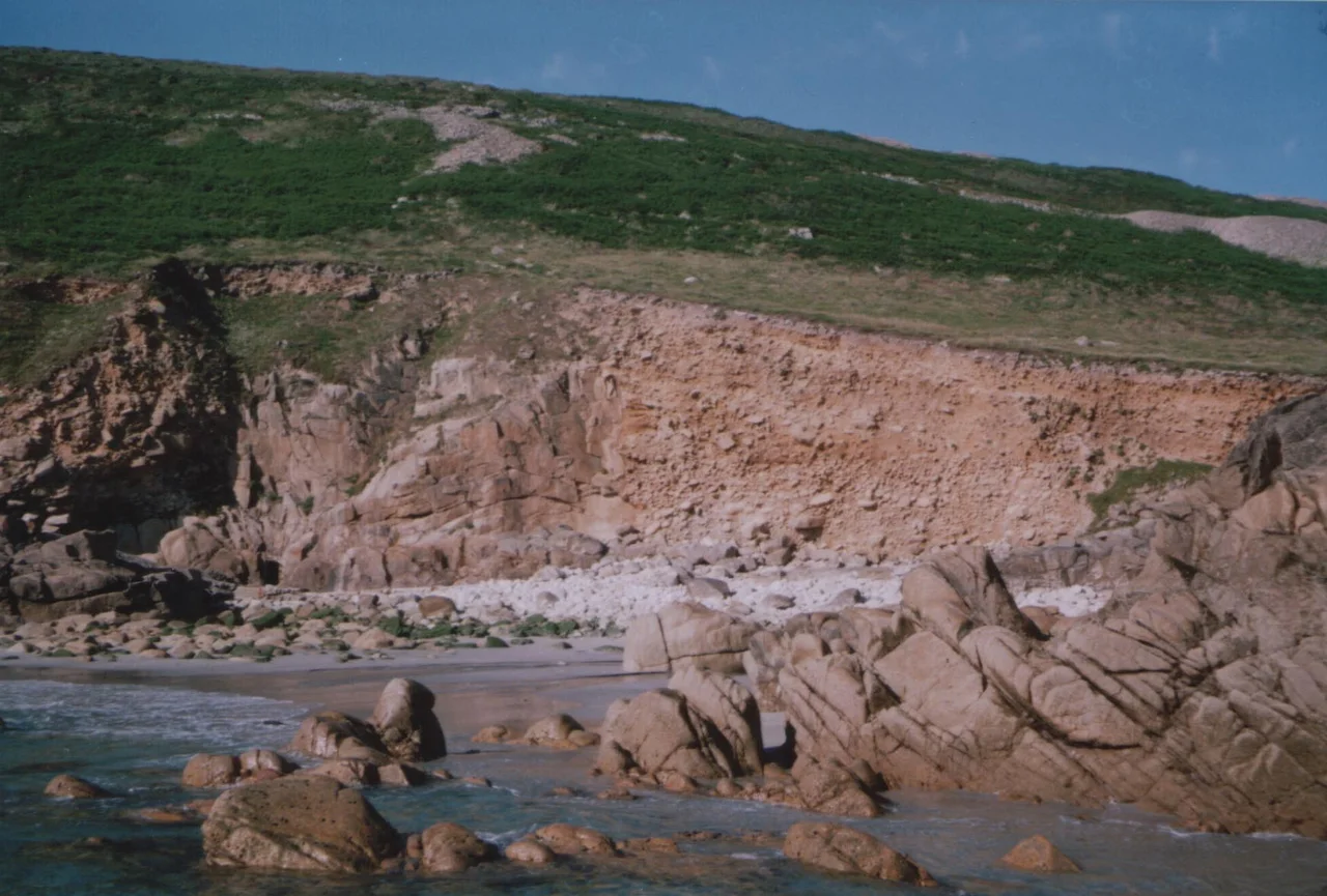 Porth Nanven taken from the sea looking inland.