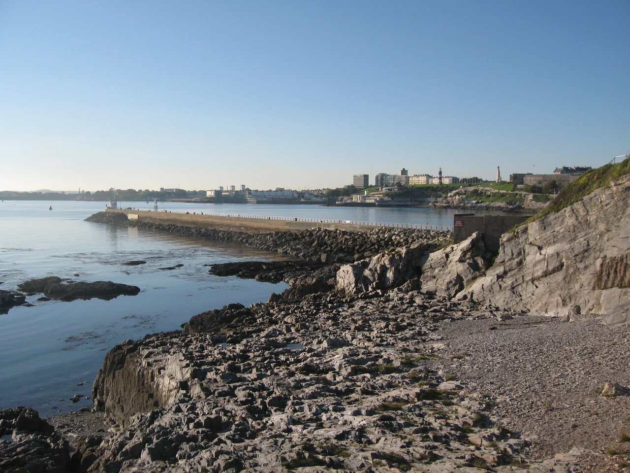 Mount Batten breakwater viewed from the beach