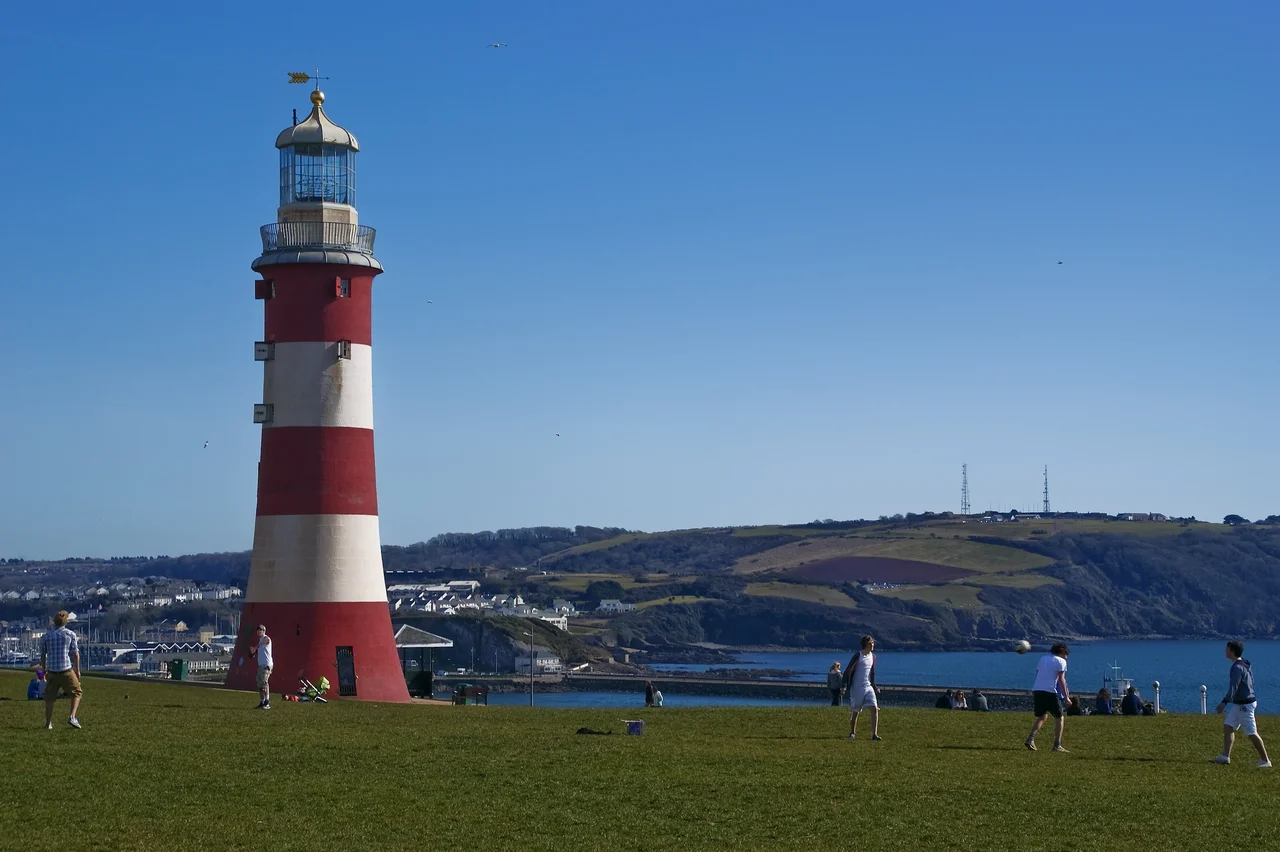 Smeaton's Tower on Plymouth Hoe in Devon, UK.