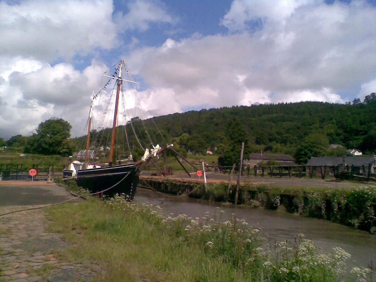 The Great Dock and the restored Tamar sailing ship Garlandstone.