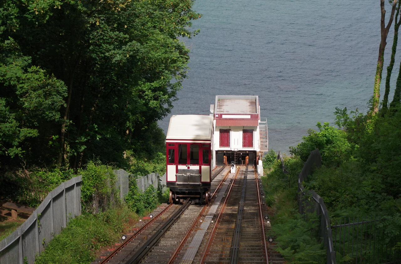 Looking down the Babbacombe Cliff Railway.