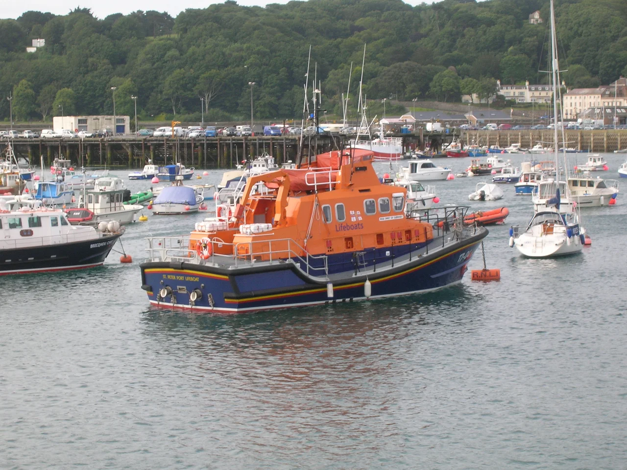 RNLI lifeboat Spirit of Guernsey, moored at St Peter Port