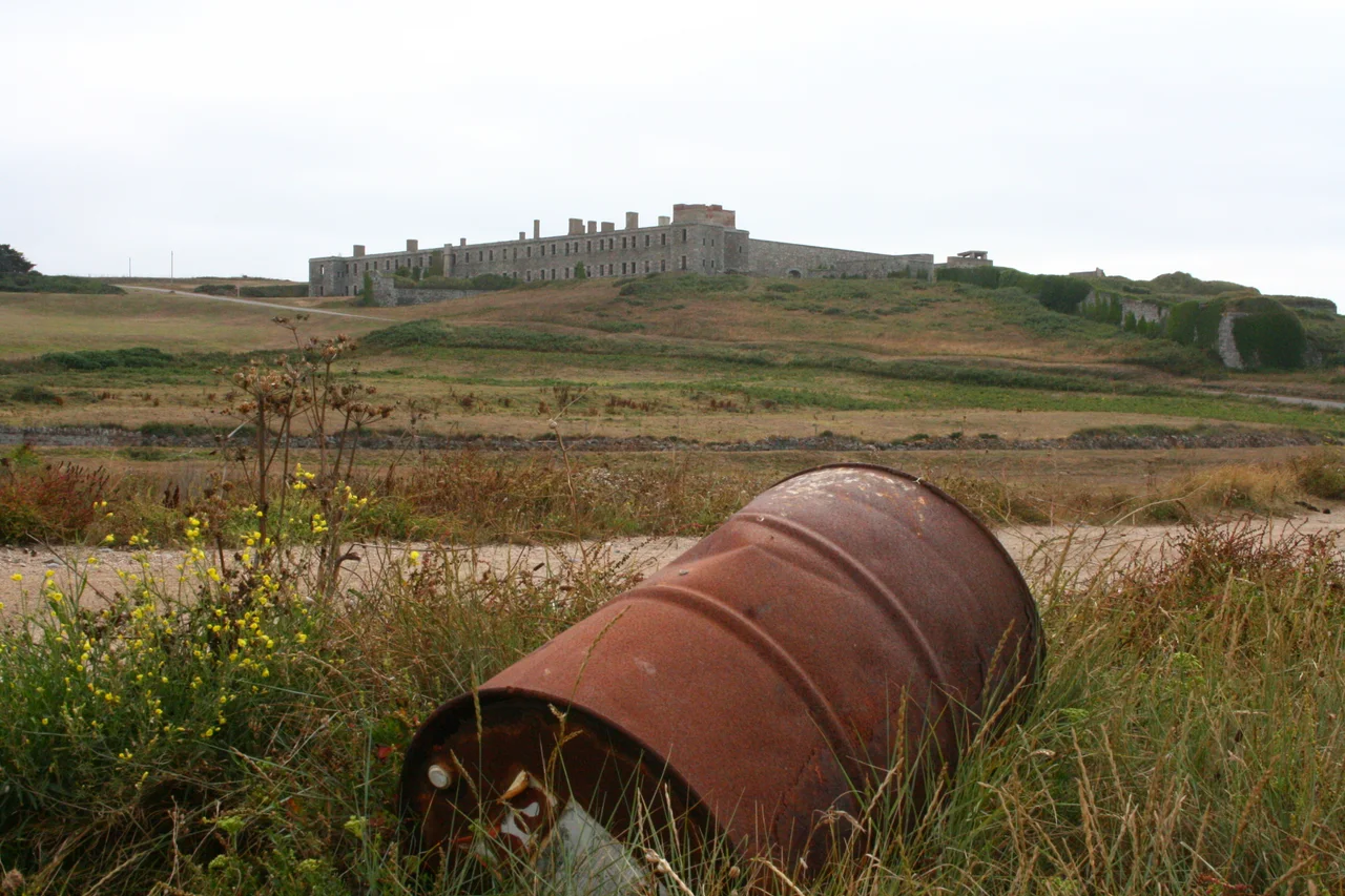 Taken from Platte Saline Beach, the Victorian fort stands atop the hill.