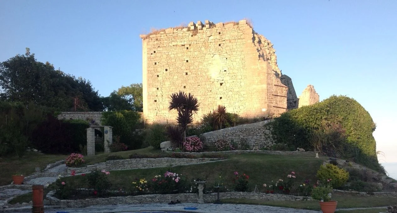View of Rufus Castle from the West. (The castle lies in private grounds).