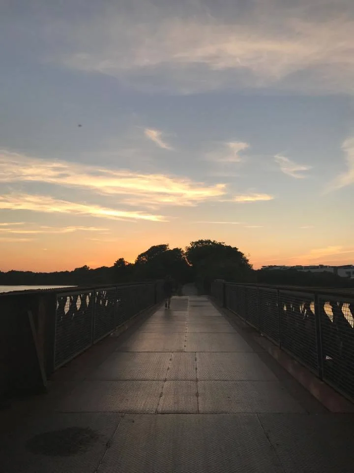 An image of the pedestrian bridge on The Line in Rochestown, Cork City, Ireland