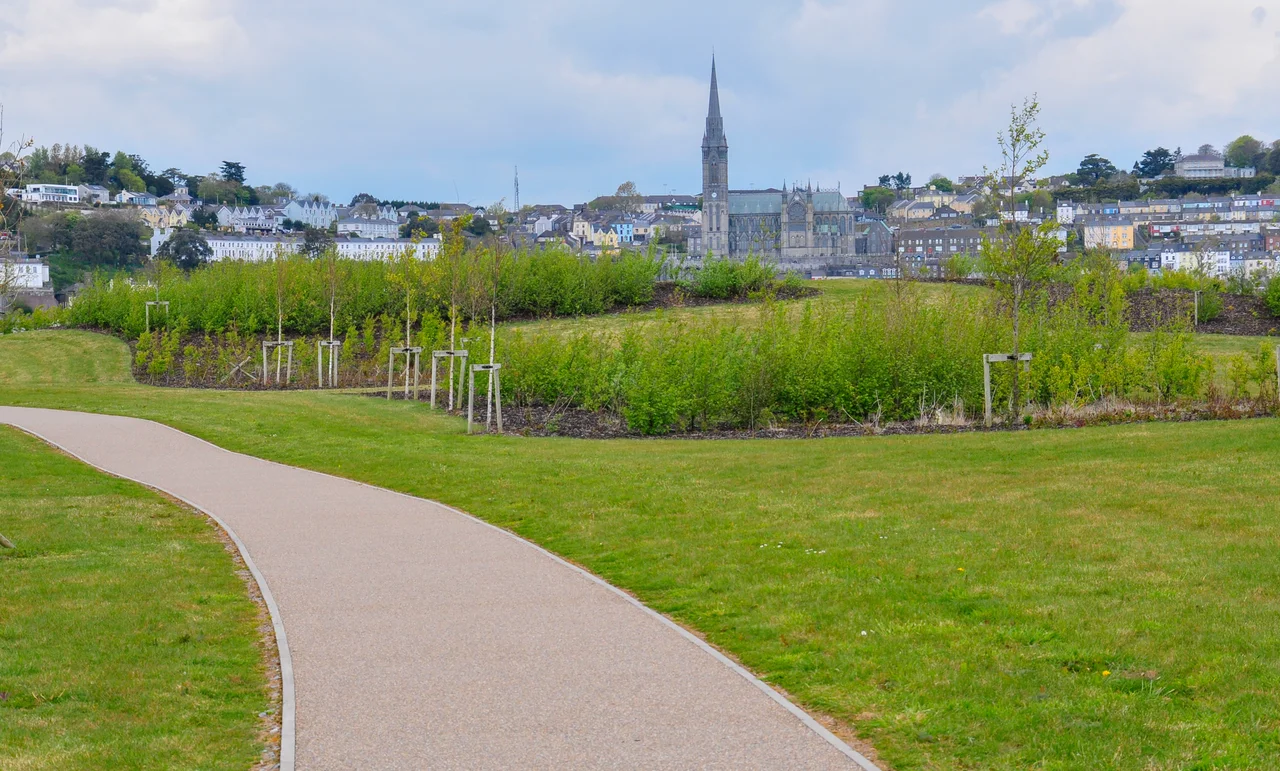 Haulbowline Park , Ringaskiddy , Co.Cork , Ireland.
Back is St.Colman cathedral in Cobh.
