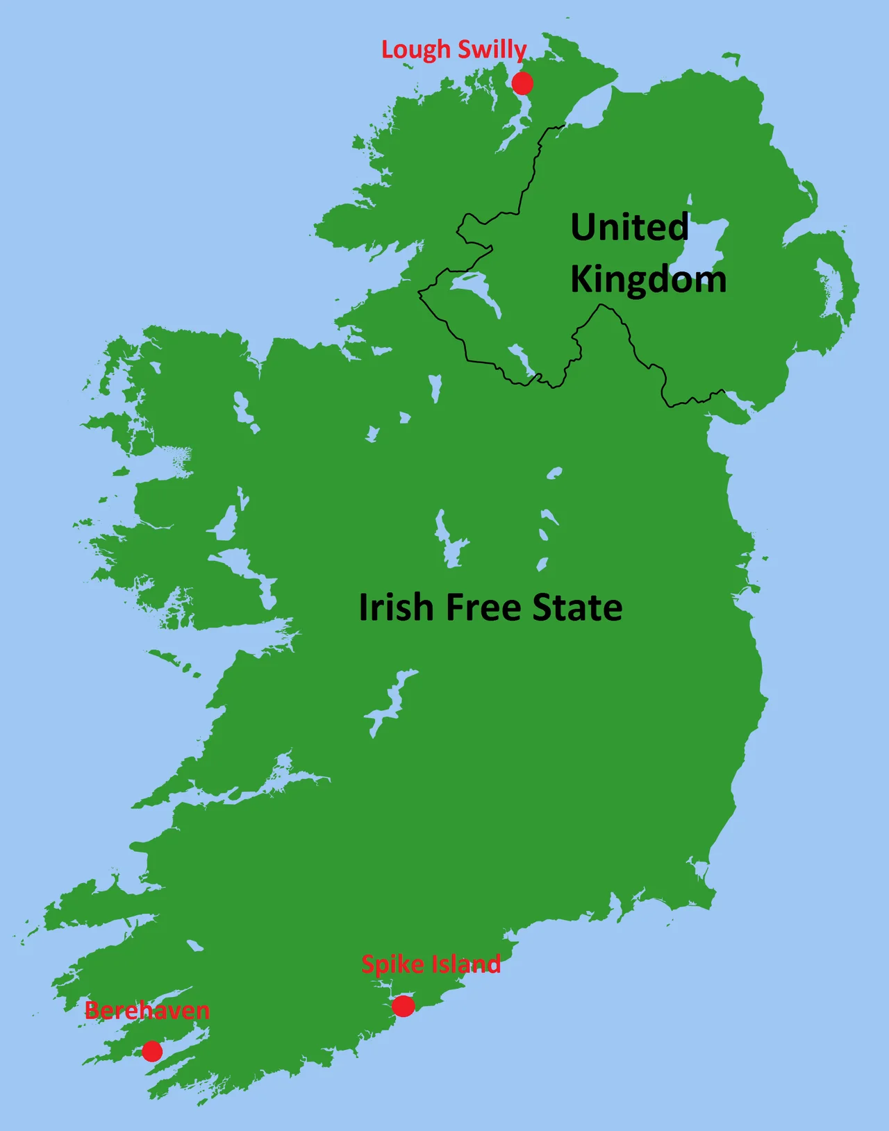 The Treaty Ports in Ireland between 1922 and 1938 (Royal Navy bases)