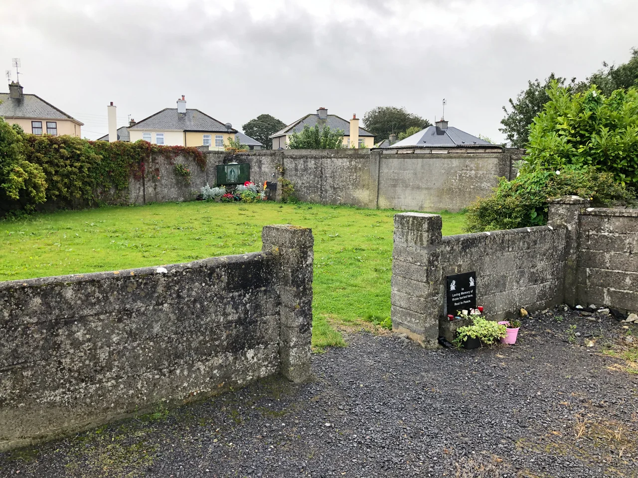View of the mass grave at the Bon Secours Mother and Baby Home Tuam County Galway Republic of Ireland