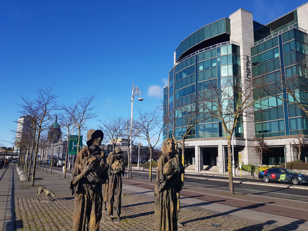 The IFSC and Famine Memorial in Dublin