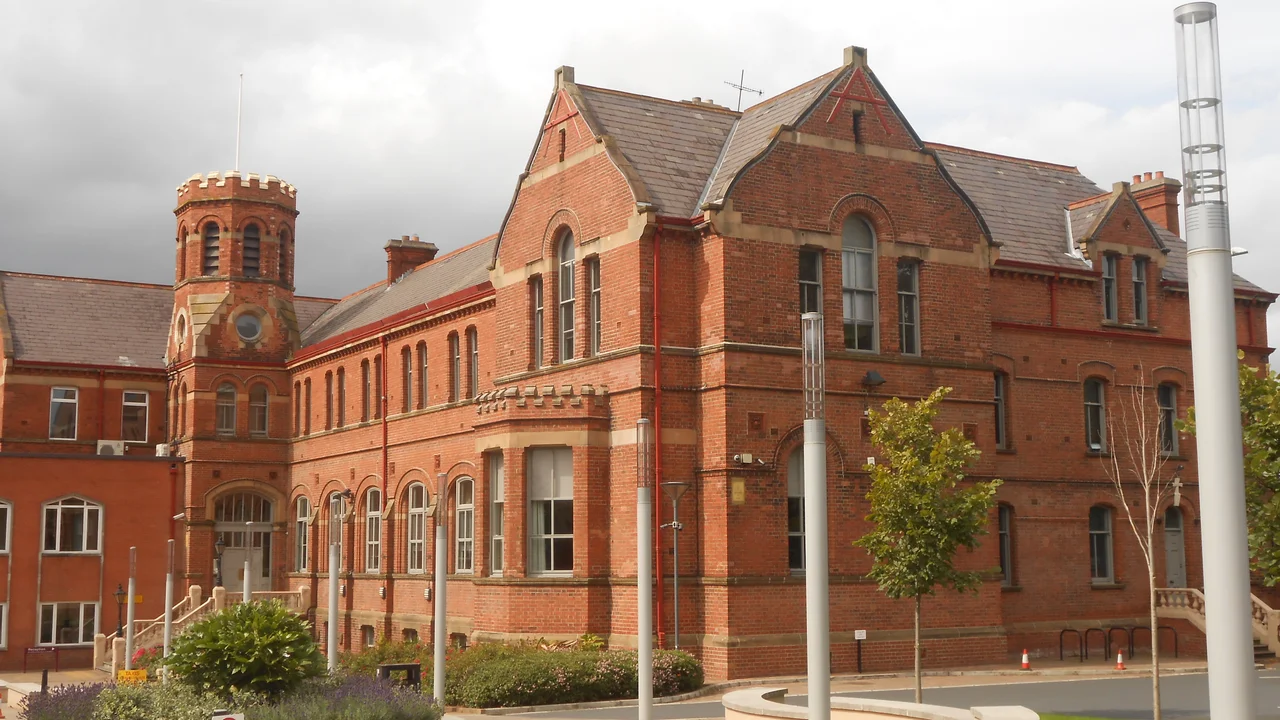 Main entrance to the St. Mary's University College at Falls Road in Belfast.