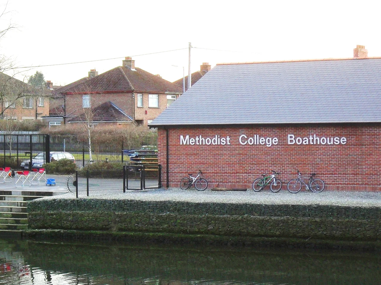 M.C.B. Boathouse, Stranmillis, Belfast Methodist College's (better known as "Methody") boathouse on the River Lagan. Like their local rivals the Royal Belfast Academical Institution ("Inst"), their boathouse is situated at Lockview Road in Stranmillis.
