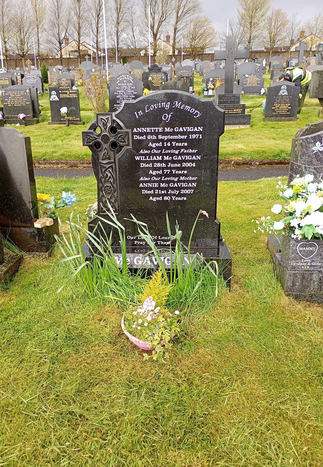 Grave of Annette McGavigan in Derry City Cemetery, Northern Ireland