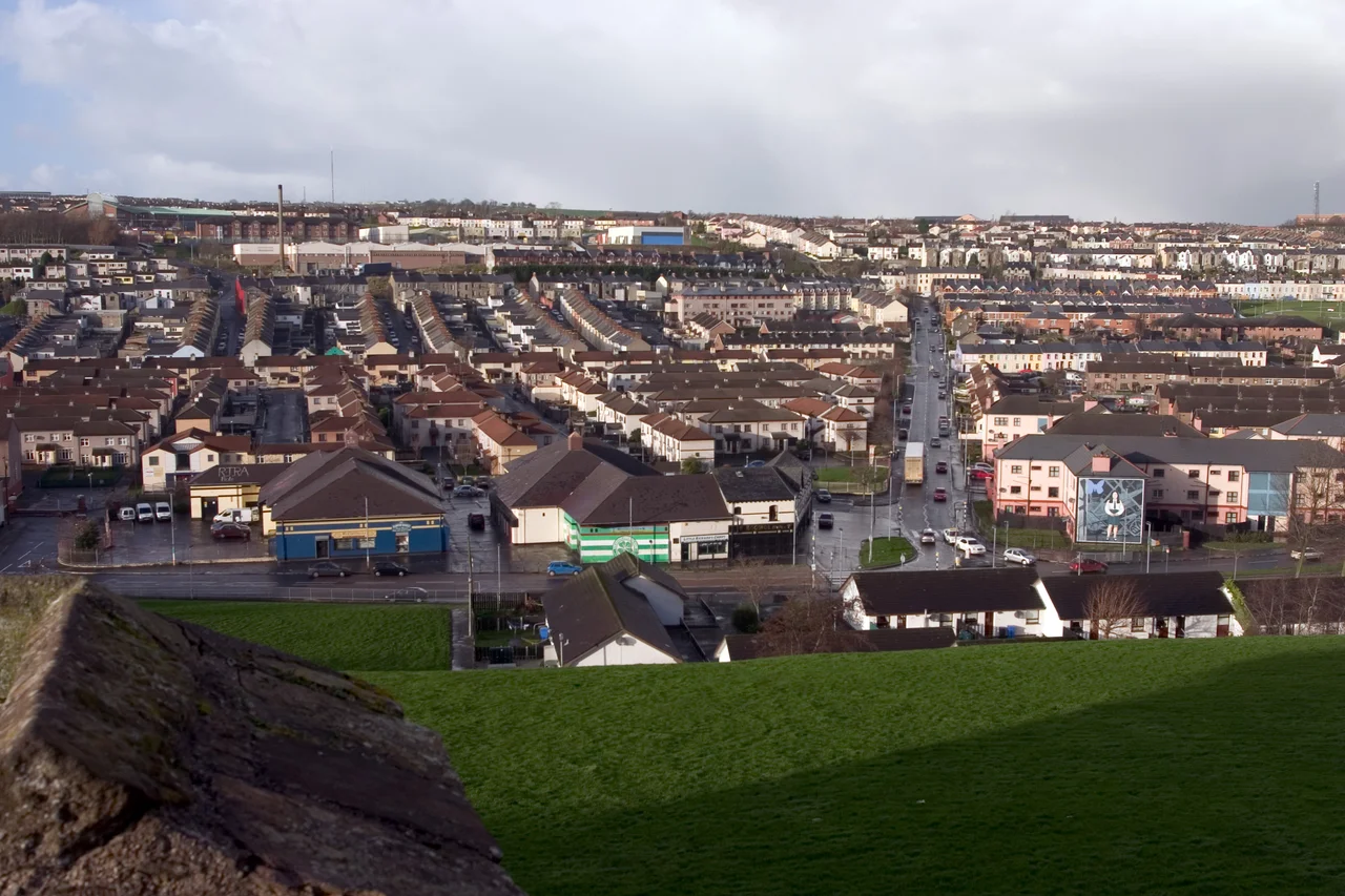 View over the Catholic neighbourhood of Bogside, Derry, County Londonderry, Northern Ireland.View over Catholic Bogside, Derry