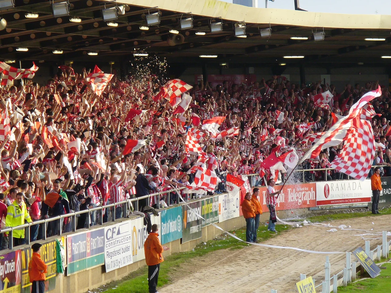Derry City's fans in the Brandywell, 2006.
