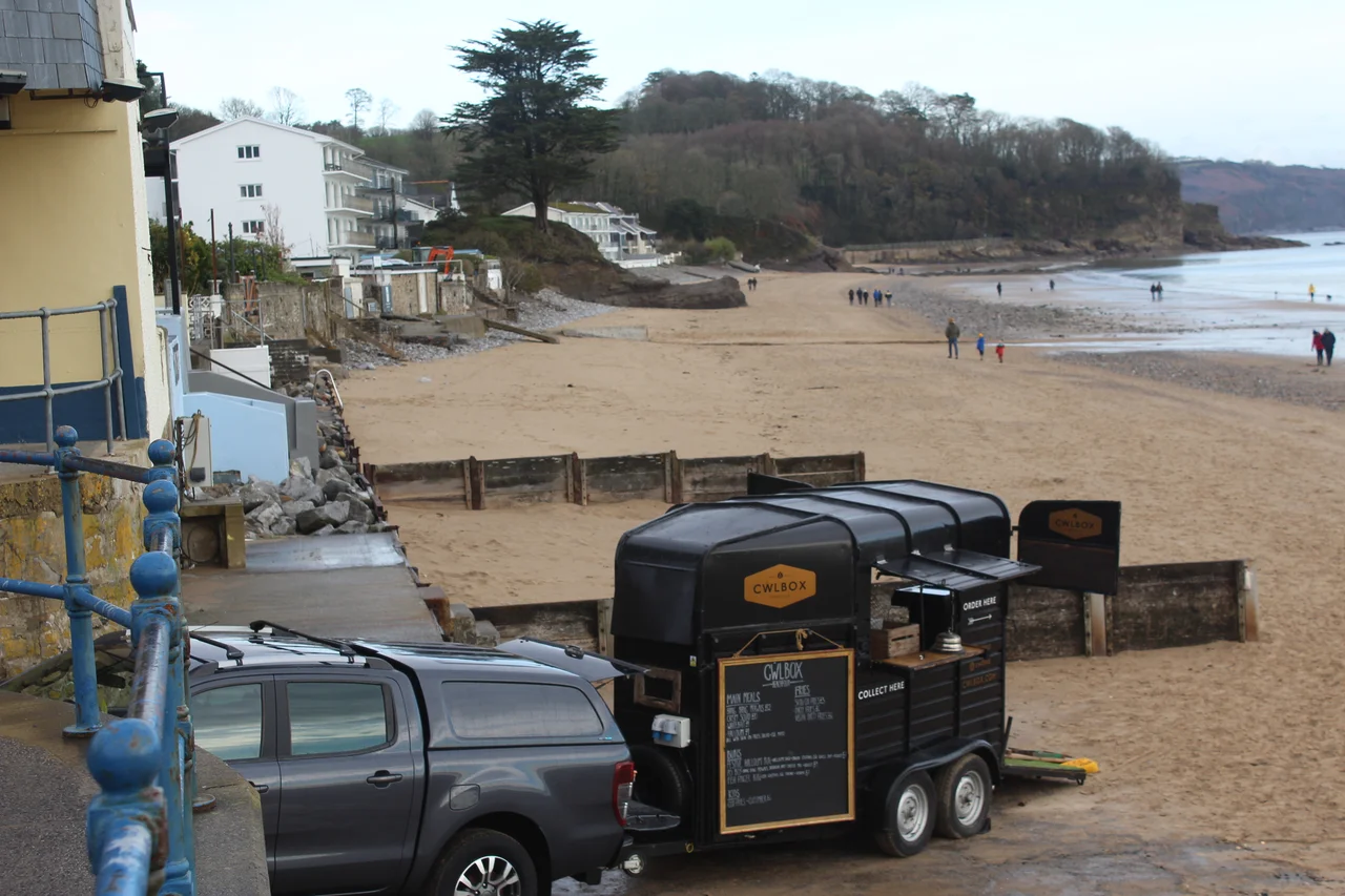 Saundersfoot harbor and village