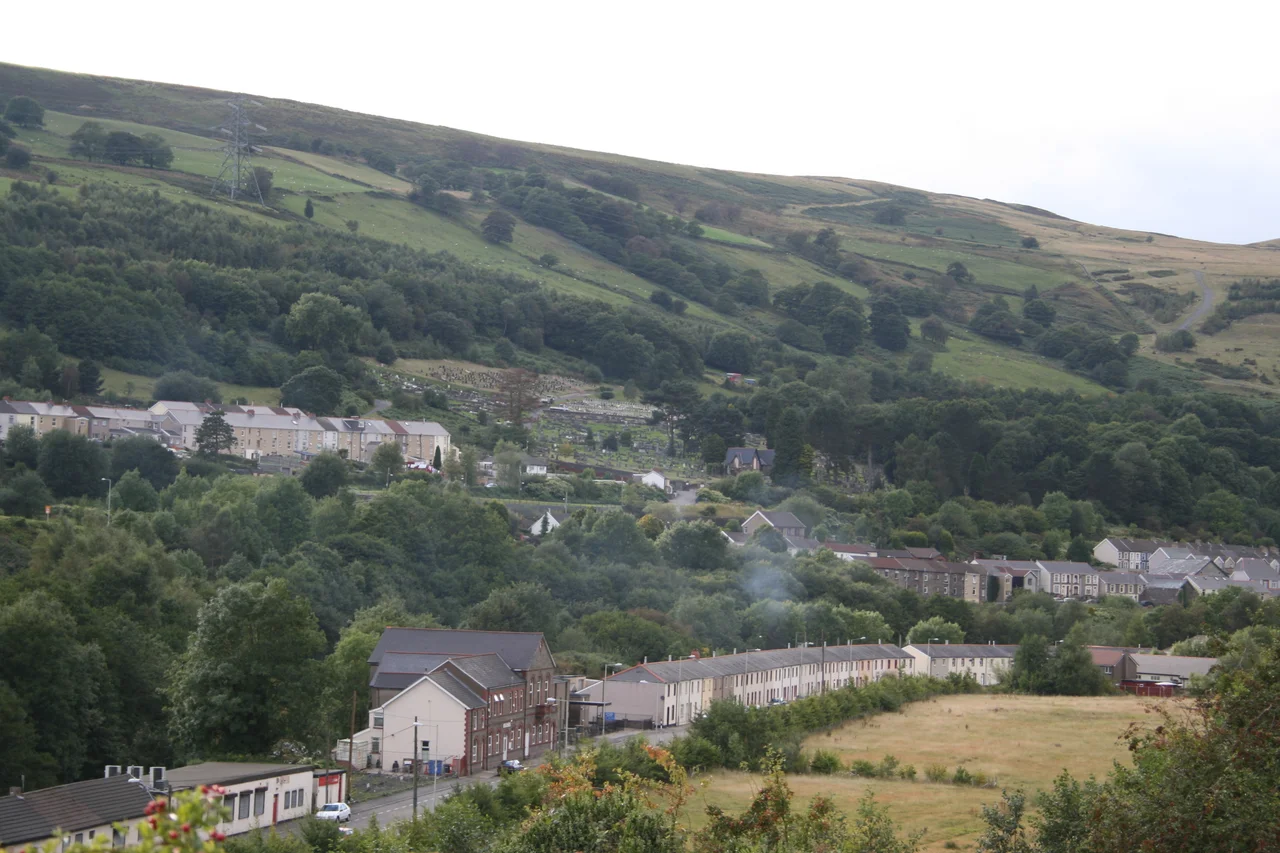 View of Merthyr Vale & Aberfan. Aberfan cemetery can be seen on the hillside towards the middle of the photo.