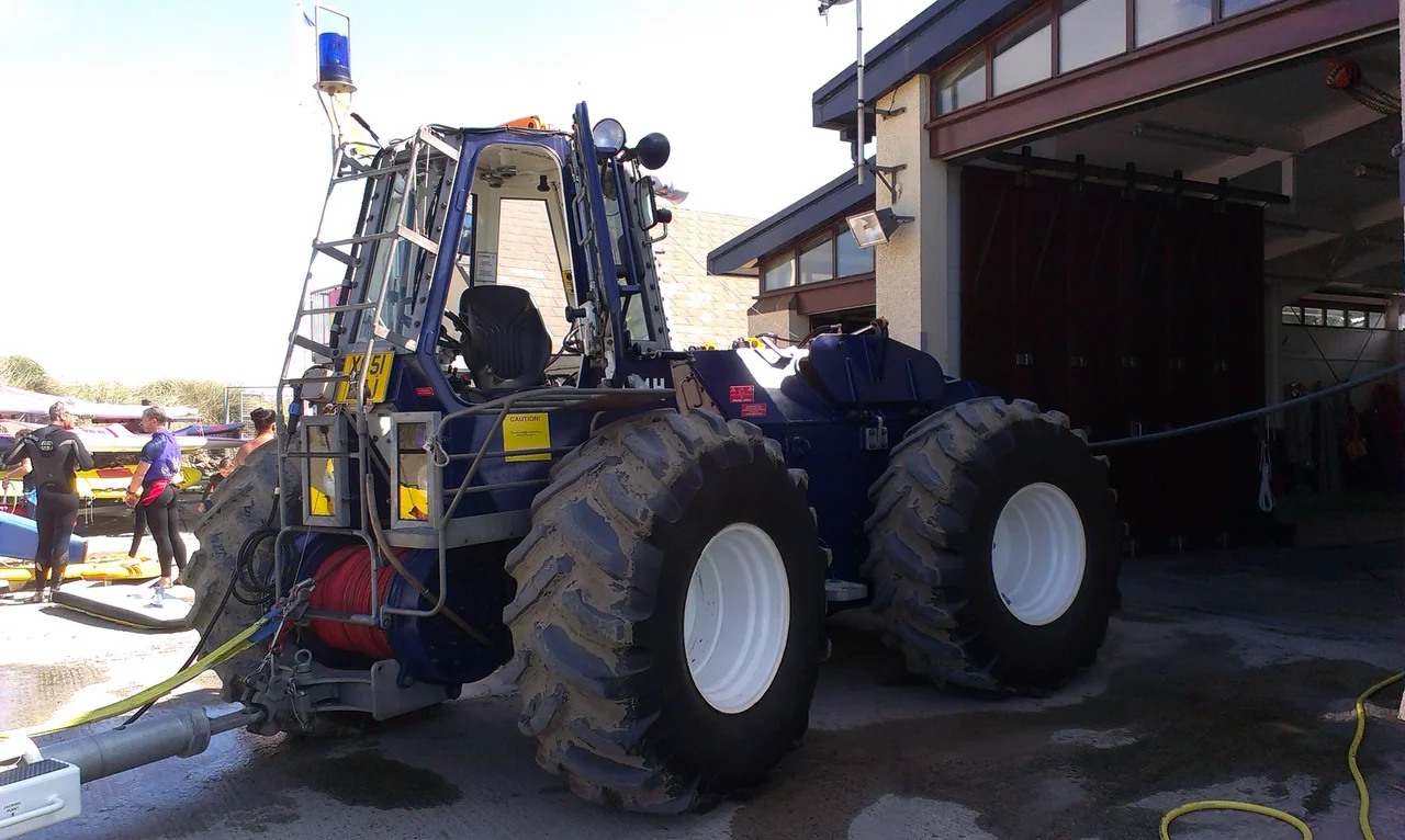 Tractor at Poppit Sands RNLI station, used for main lifeboat