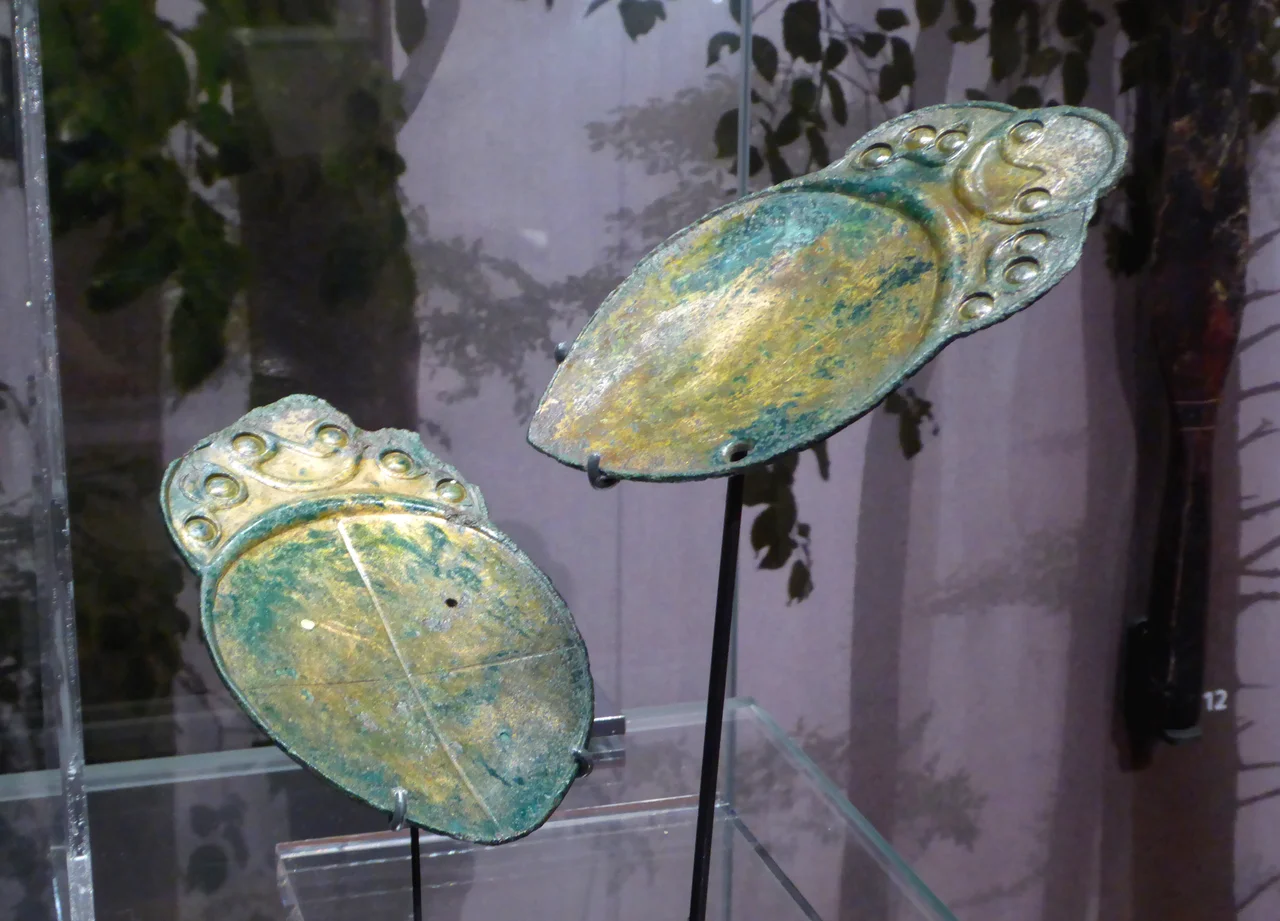 Two Iron Age spoon-like object from Penbryn, Wales. On display in the Ashmolean Museum (AN 1836 P. 147.508-9).