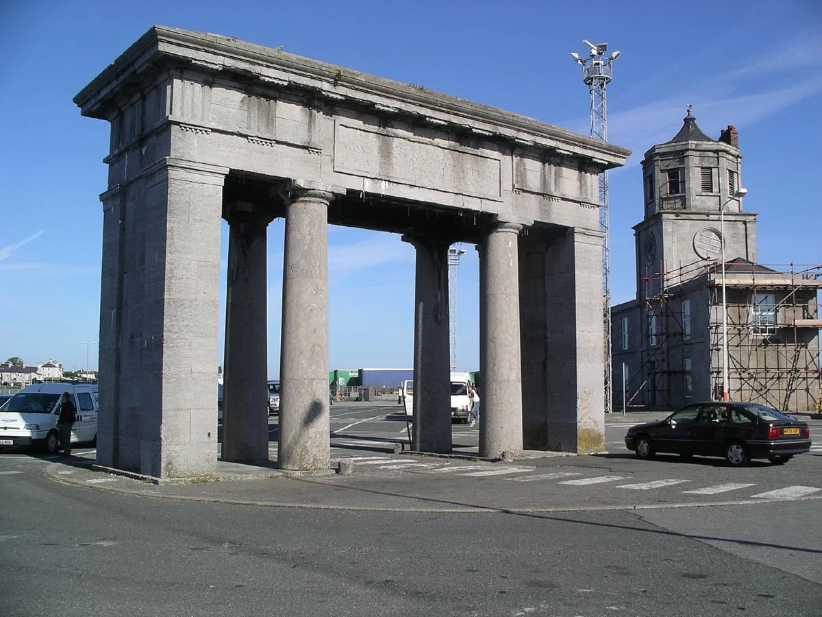 Admirality arch on Salt Island Holyhead. The traditional end of the A5 road.
