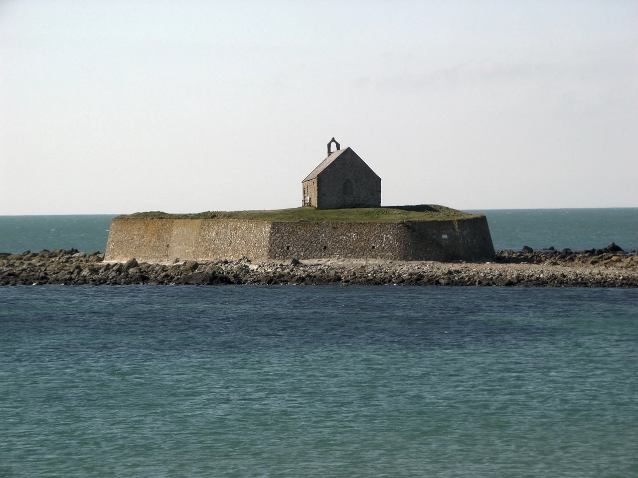 Cribinau - the church in the sea Anglesey. Taken 19th March 2006