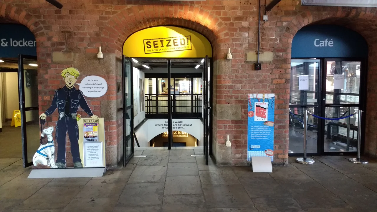 The entrance to Seized! The Border and Customs Uncovered, located inside the Merseyside Maritime Museum.