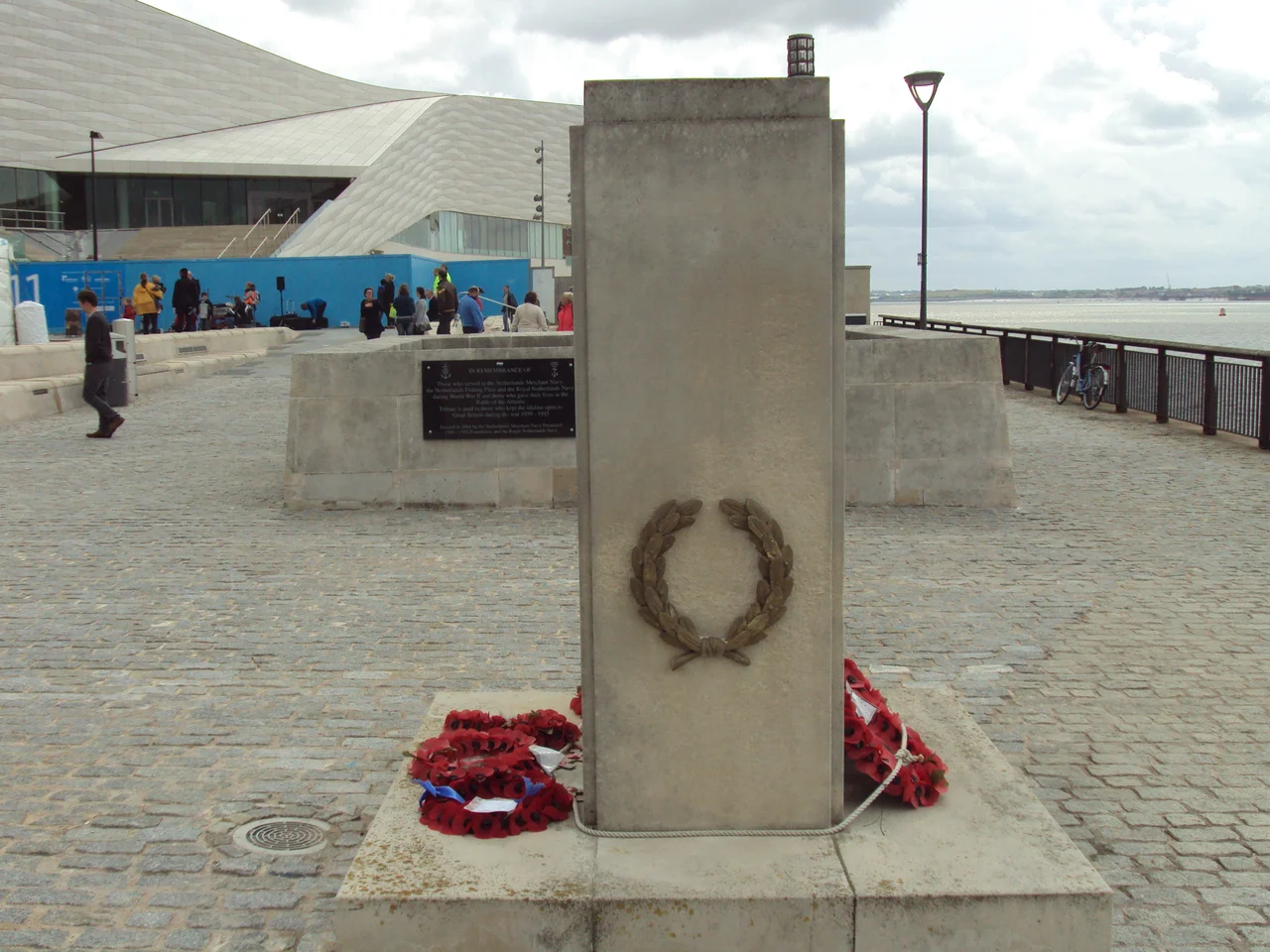 Naval war memorial at Pier Head, Liverpool.
