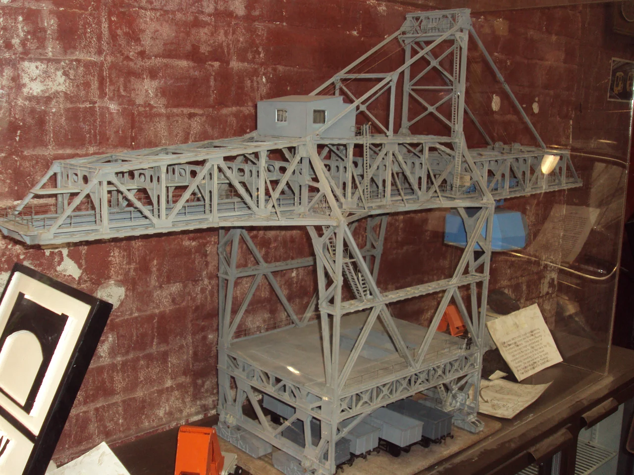 Model crane at the Wirral Transport Museum, Birkenhead, Merseyside, England.