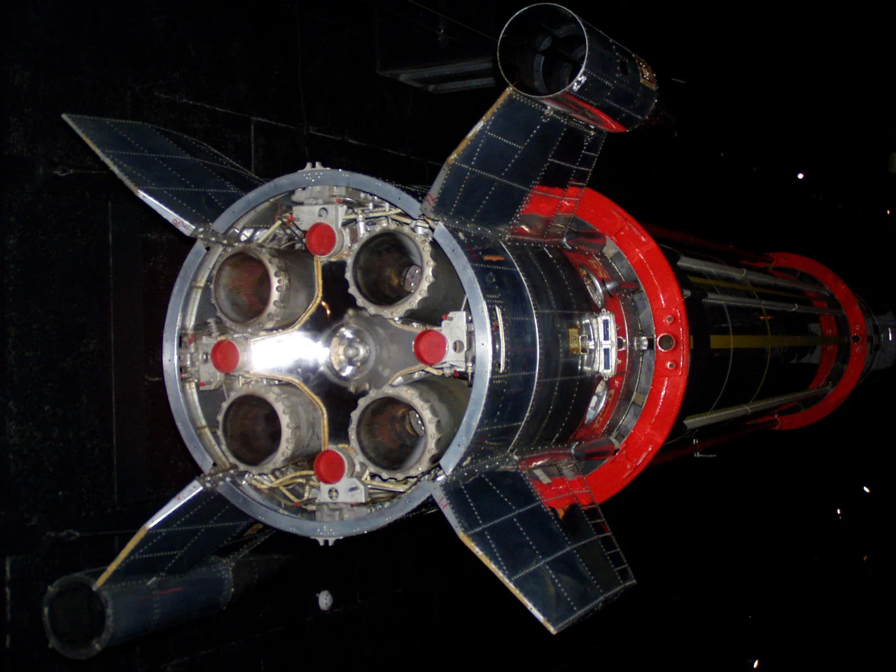 Black Knight tail showing motors at World Museum Liverpool