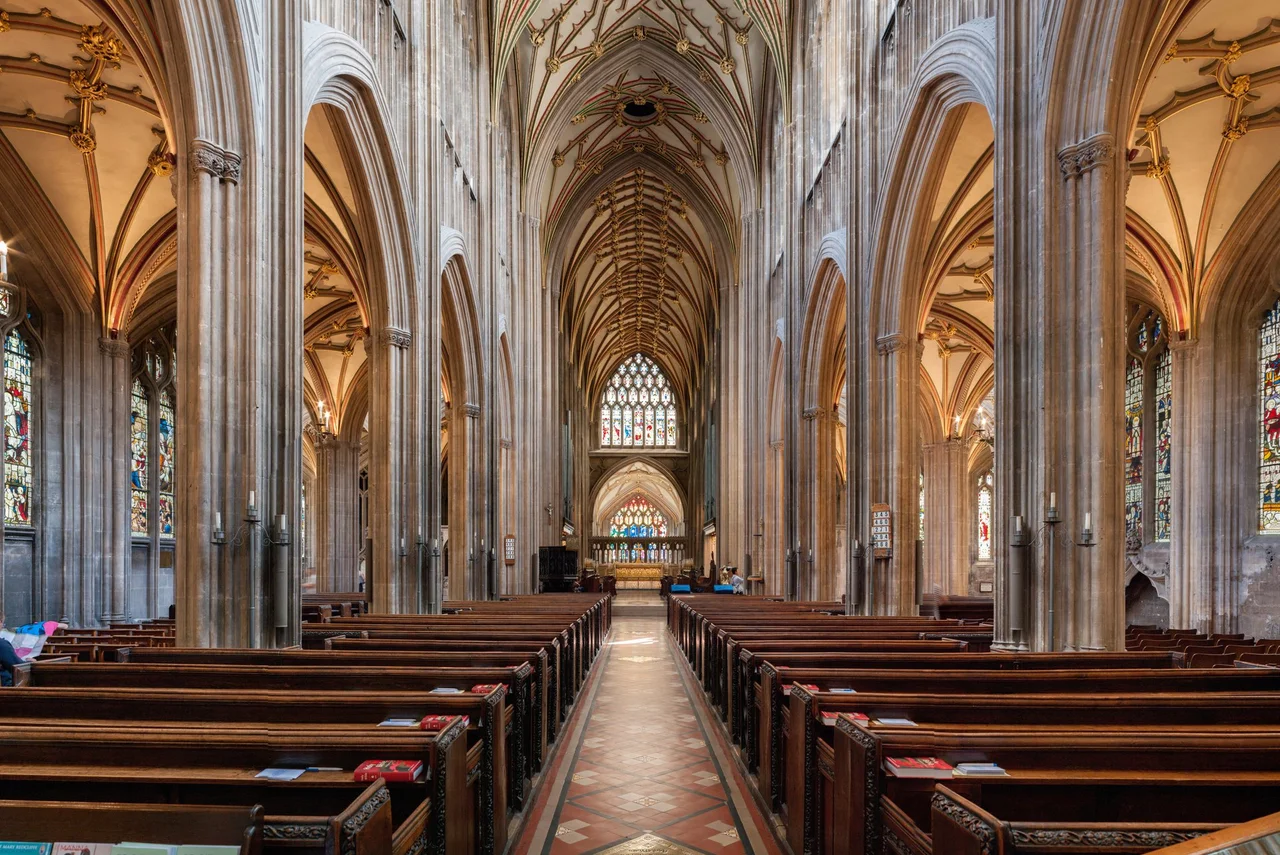 Panoramic view of St Mary Redcliffe nave