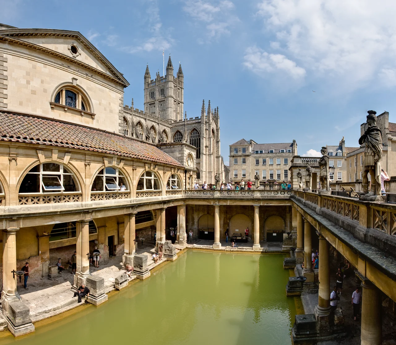 The Roman Baths (Thermae) of Bath, England. This is a 6 segment panorama taken by myself with a Canon 5D and 24-105mm f/4L IS lens.