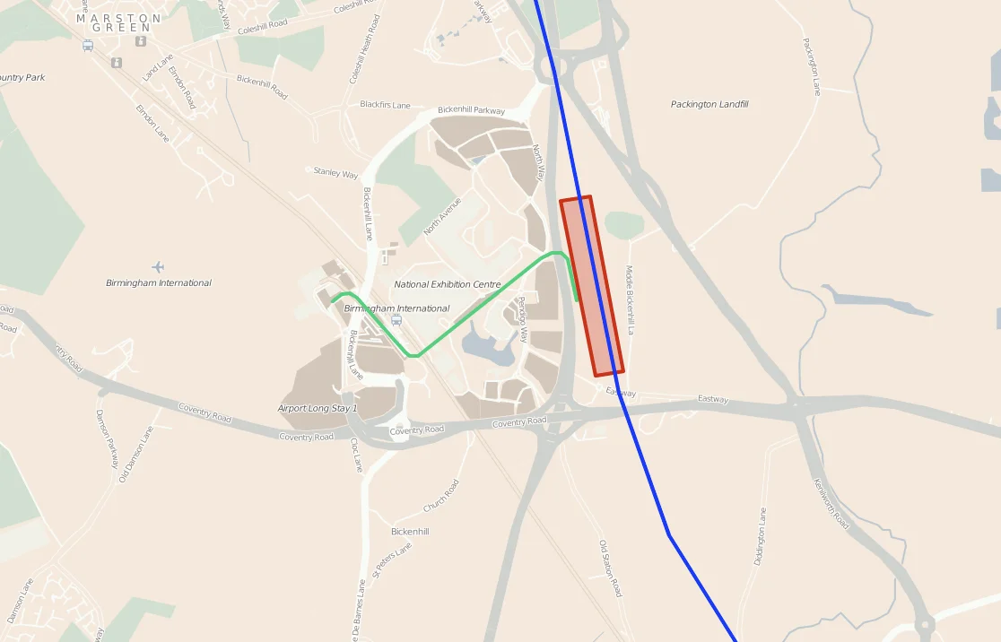 The proposed Birmingham interchange for High Speed 2
