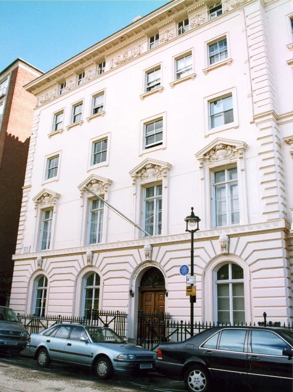 Frontage of 14 Princes Gate in Hyde Park, London - the headquarters of the Royal College of General Practitioners.