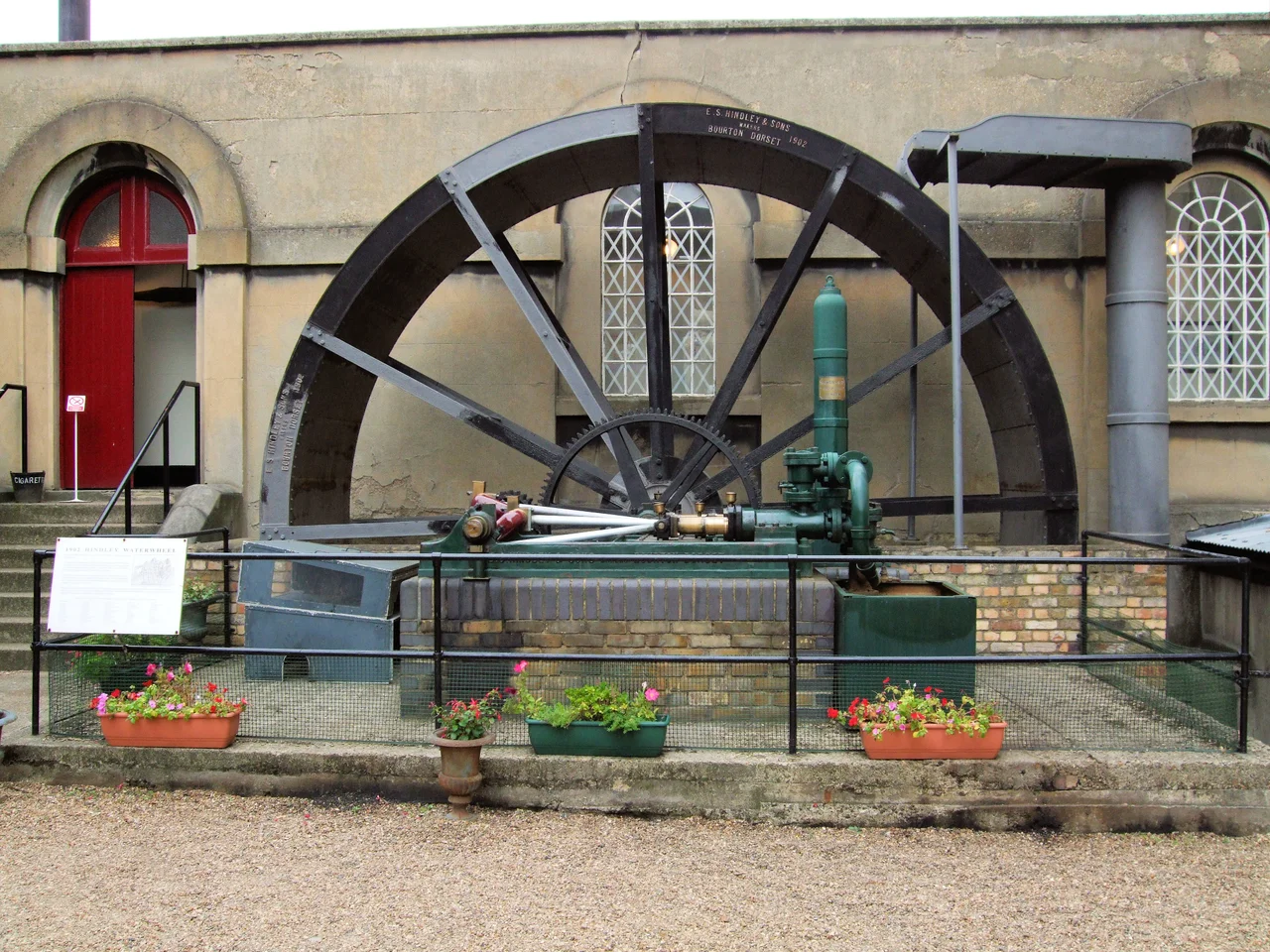 The water wheel is by Hindley of Bourton, Dorset.