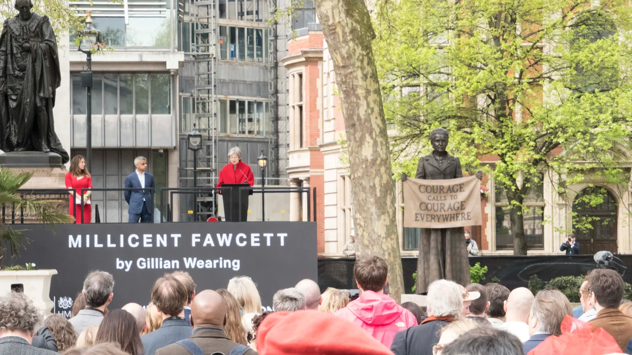 Unveiling of the statue of Suffragette Millicent Fawcett in Parliament Square, attended by Mayor of London Sadiq Khan and Prime Minister Theresa May.