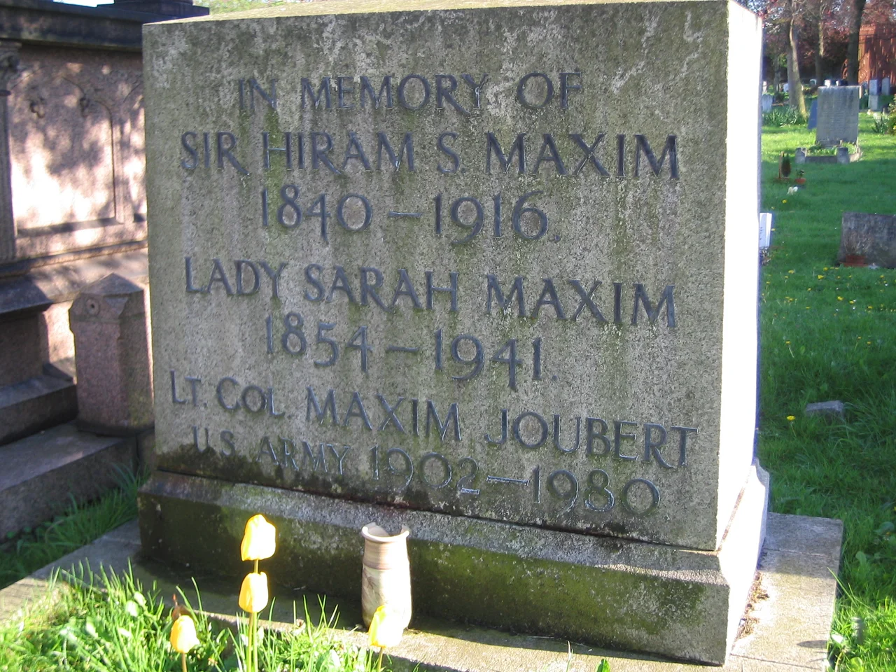 West Norwood cemetery - Gravestone of Sir Hiram Maxim