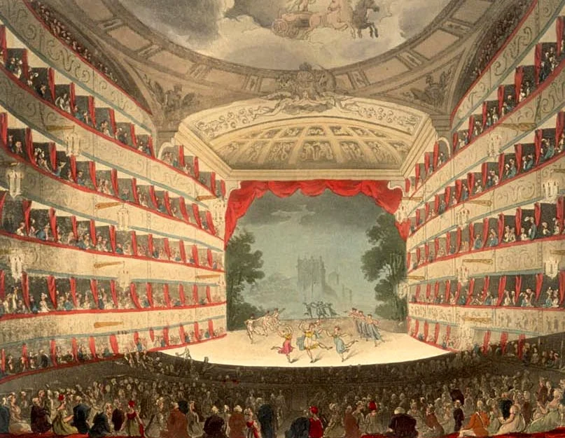 The Opera House, Haymarket: This building was destroyed by fire in 1867 and Her Majesty's Theatre now stands on the site.