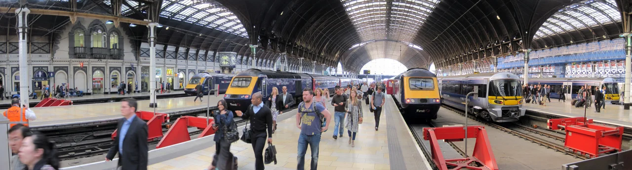 The main platforms of the Paddington rail station in London, UK