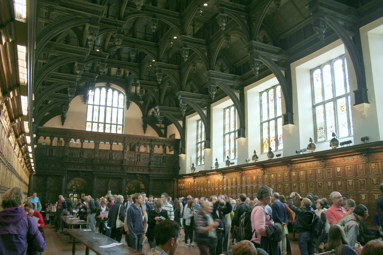 Interior of the Middle Temple hall with its double-hammerbeam roof in September 2013.