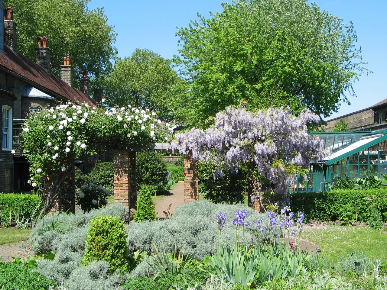 Edwardian period garden at the Geffrye Museum - located on Kingsland Road in Hoxton, London.