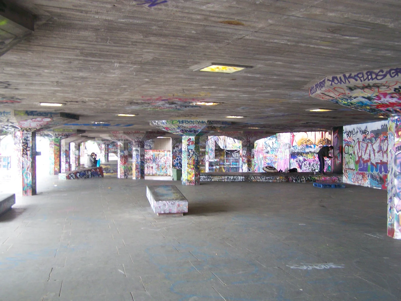 This is photograph of the undercroft skate park bellow the Queen Elizabeth Hall in South London