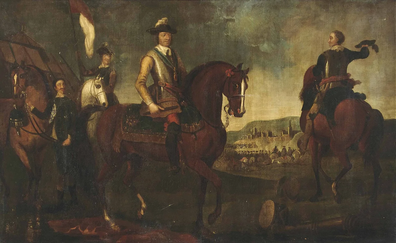 Painting of Oliver Cromwell and his officers at the Battle of Worcester (3 September 1651).