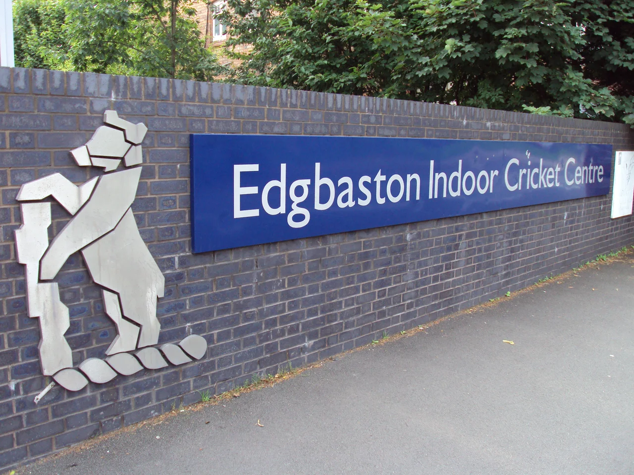 Sign outside Edgbaston Indoor Cricket Centre on Pershore Road, Birmingham, England.