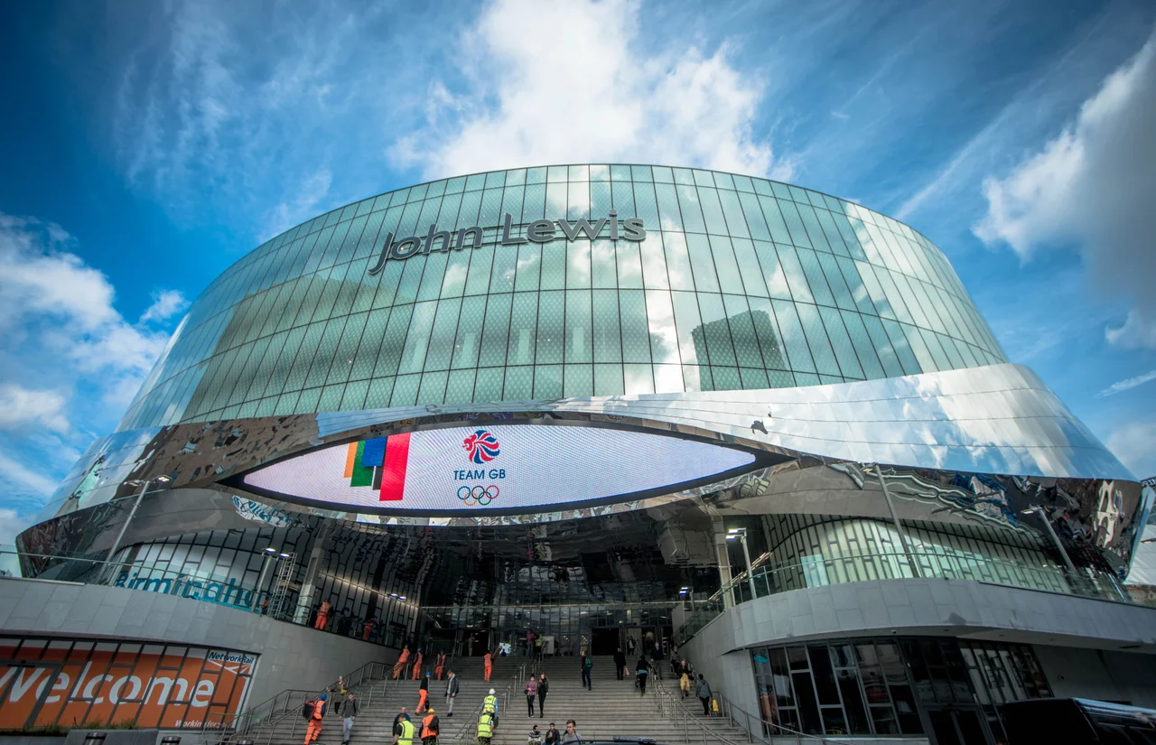 The modern architecture of the new Grand Central shopping centre at Birmingham New Street Station