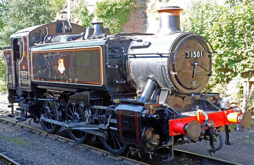 GWR 15XX class 0-6-0PT 1501 painted in early BR bl;ack at the Severn Valley Railway in 2012