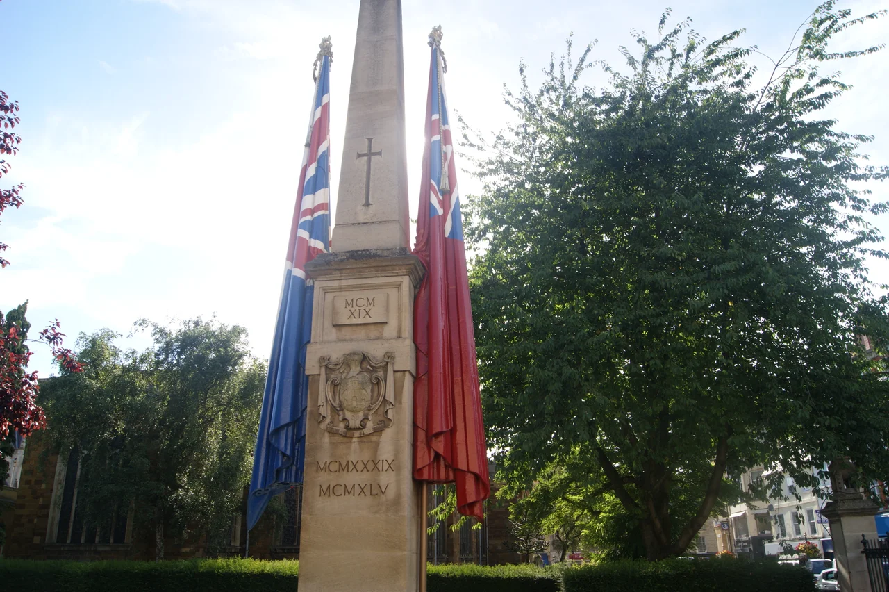 Northampton's Town and County War Memorial, by All Saints' Church. Designed by Sir Edwin Lutyens and a grade I listed building.