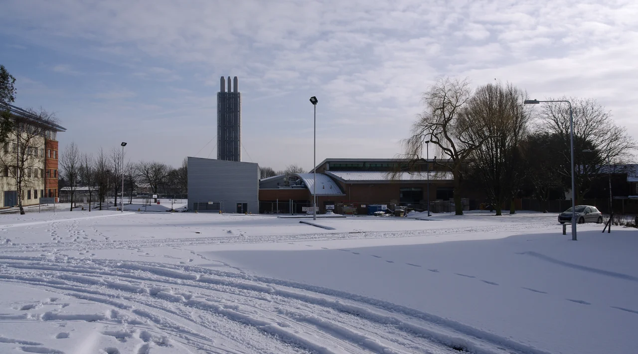 Snow on Nottingham Trent University's Clifton Campus.