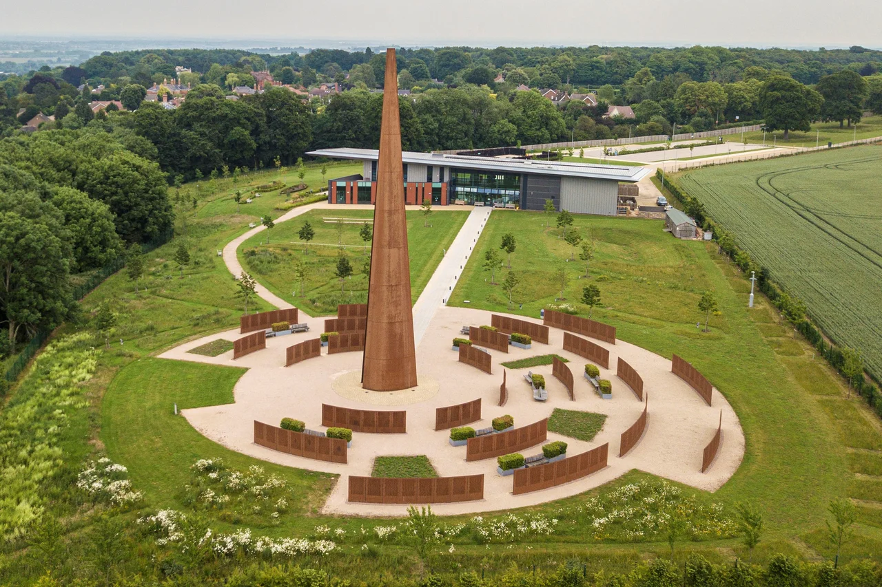 An aerial image of the International Bomber Command Centre